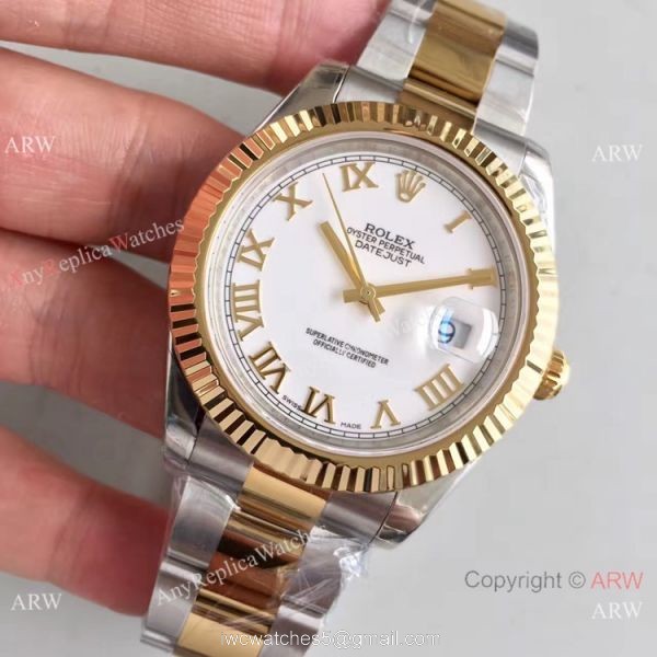Replica Rolex Datejust II Watch 2-Tone White Roman Face 41mm 2