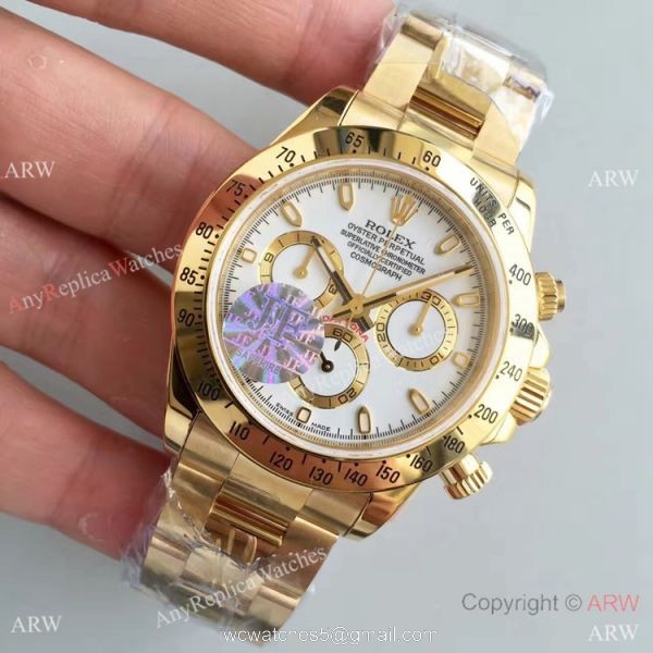 JF Replica Rolex Daytona Yellow Gold White Dial 7750 Automatic Gold Rolex Daytona Replica Watch 2