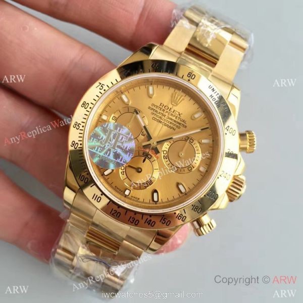 JF Replica Swiss 7750 Rolex Daytona All Gold Chronograph Watch 2