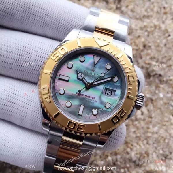 New Yacht-Master Replica Rolex Watch 2-Tone White MOP watch 2
