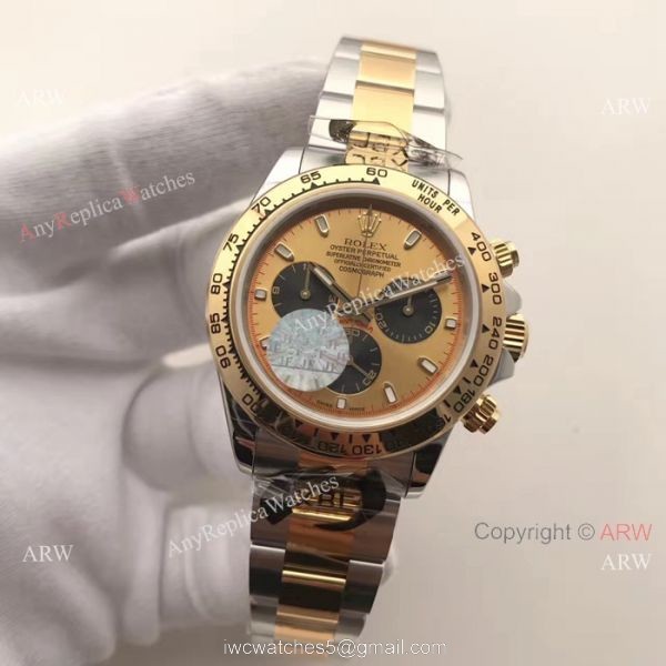 JF Swiss Grade 7750 Rolex Daytona 2-Tone Watch Gold Face Black Subdials 2