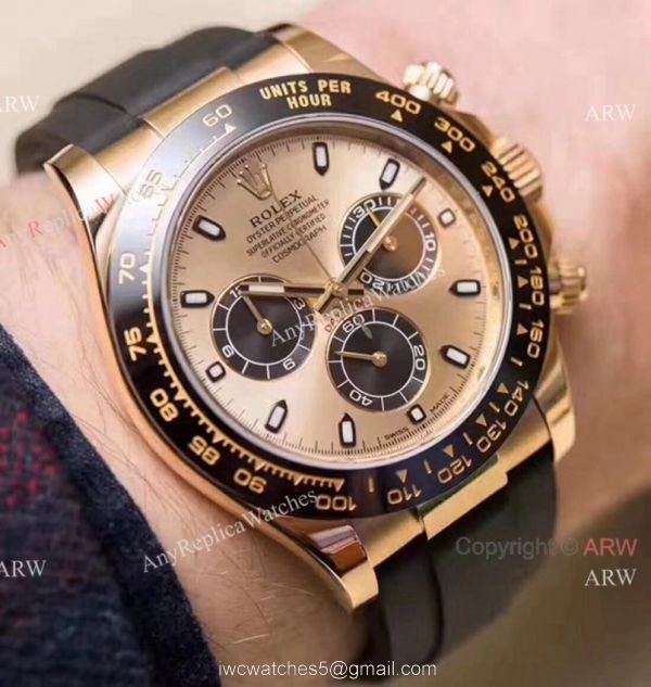 Rose Gold Rolex Daytona Rubber Strap Replica Watch Rolex 116515LN 2