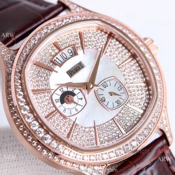 Swiss Copy Piaget Emperador Coussin Dual Time Zone Watch Rose Gold Diamond 2