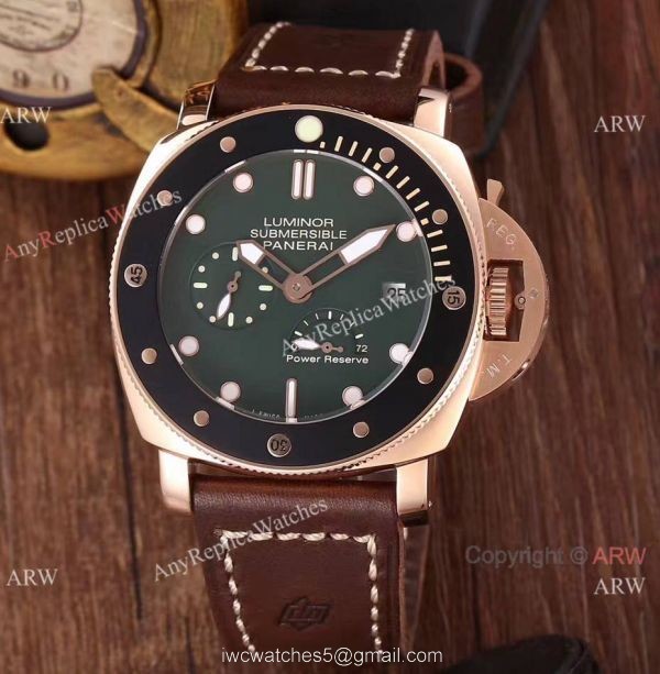 Newest Copy Panerai Luminor Submersible Power Reserve Watch Green Face 2