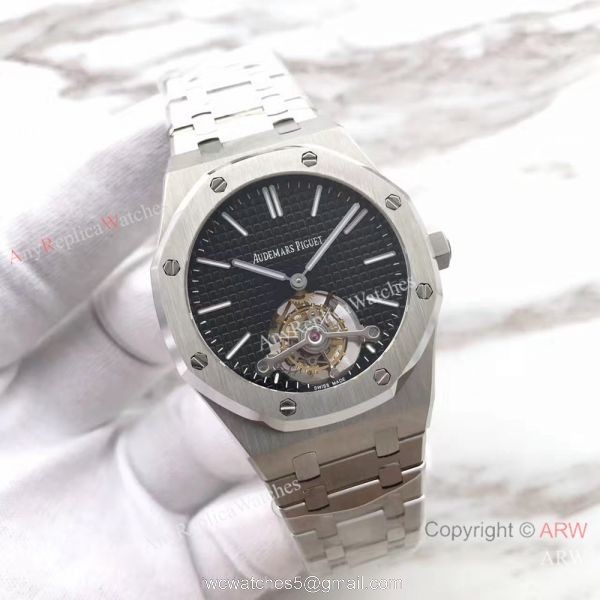 Audemars Piguet Replica Royal Oak Tourbillon 41mm Watch Stainless Steel Black Dial For Man 2
