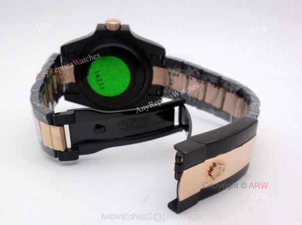 High Quality Solid Black Rolex Submariner Watch 2-Tone Rose Gold Black Ceramic Eezel 2