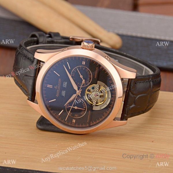 Fake Jaeger-LeCoultre Perpetual Calendar 42mm Watch SS Black Dial 2