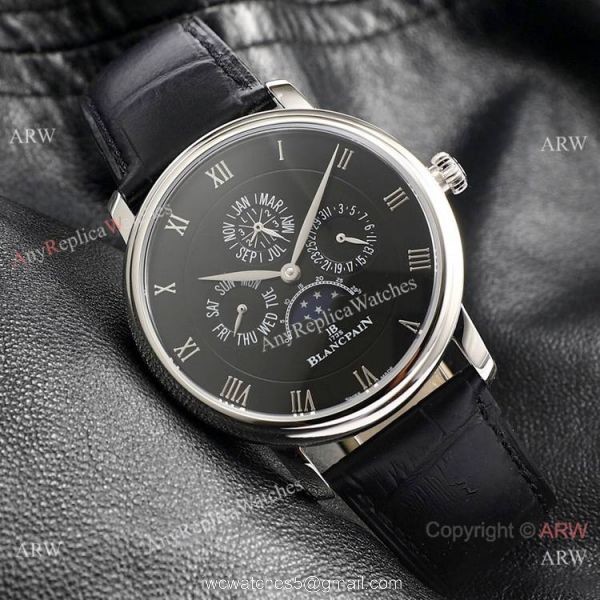 Swiss Replica Blancpain Villeret Perpetual Calendar Rose Gold Mens Watch ETA6654 2