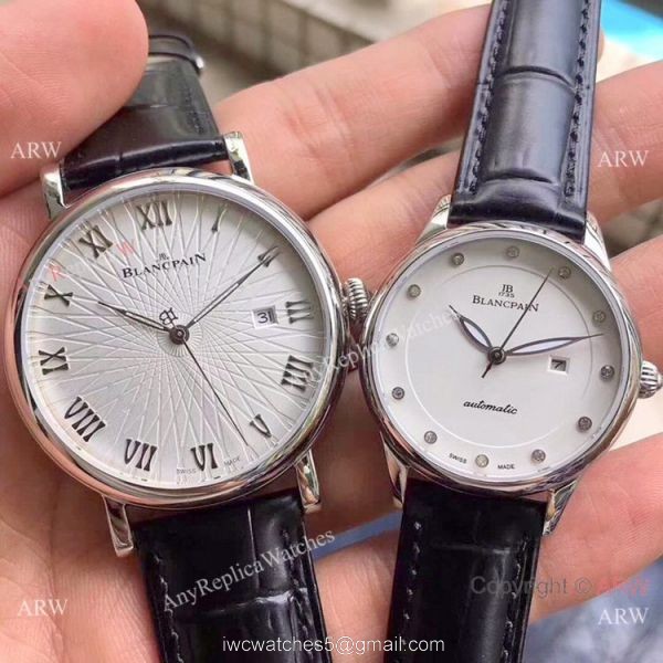 Copy Blancpain Lovers Watch Rose Gold Brown Leather Strap 2