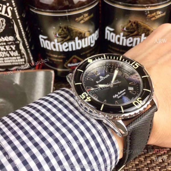 Best Replica Blancpain Womens Watch White MOP Dial Black Leather Bracelet 2