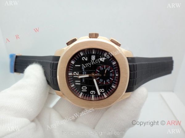 Copy Patek Philippe Aquanaut Chronograph watch Rose Gold Black Dial 2