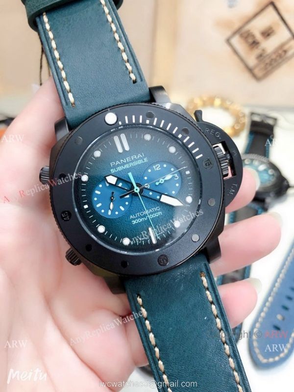 Replica Panerai PAM 983 Luminor Submersible Chrono Guillaume Nery Edition Watch Blue Dial 2