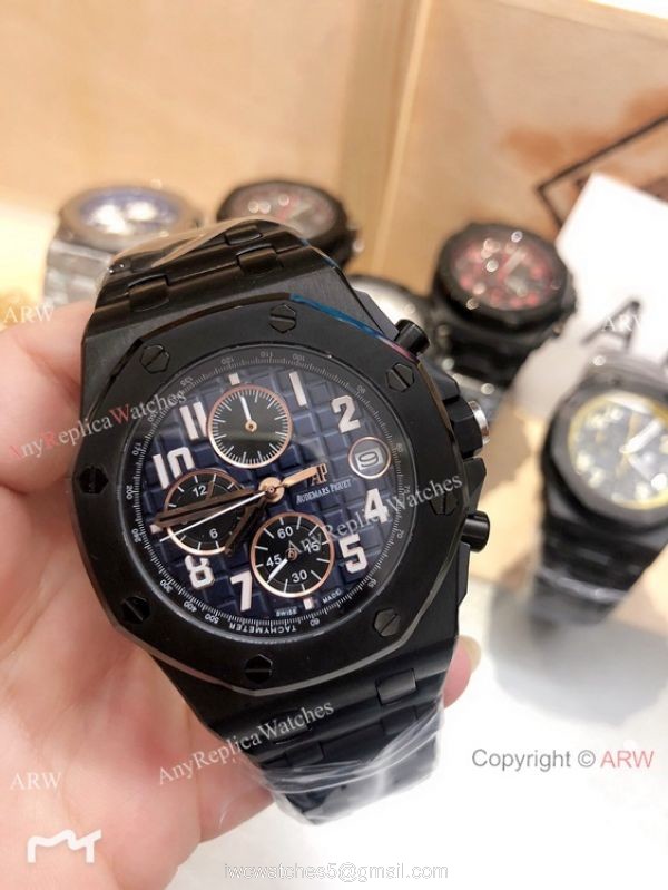 Solid Black Audemars Piguet Royal Oak Offshore Replica Watches Chronograph Dial 42mm 2