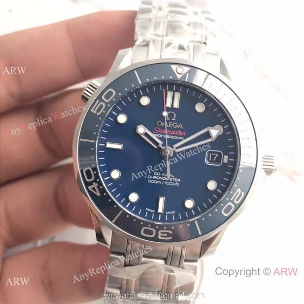 AAA Swiss Omega Seamaster James Bond Watch SS Blue Dial Blue Ceramic 2