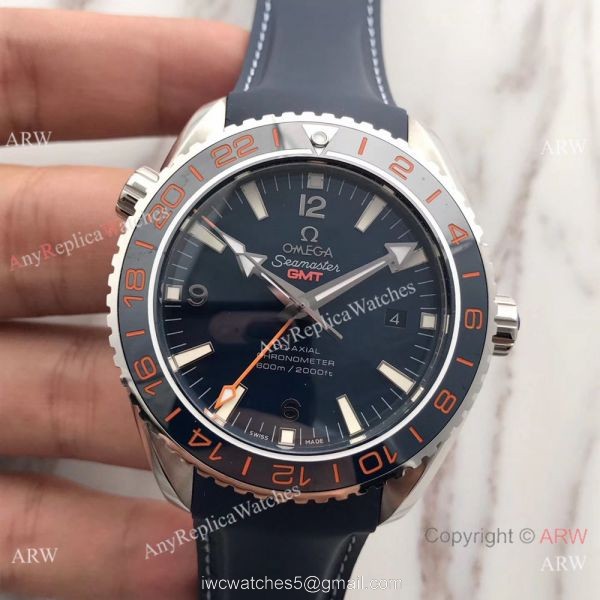 New Version Swiss Omege Seamaster 600m GMT Blue Rubber SS Watch 2