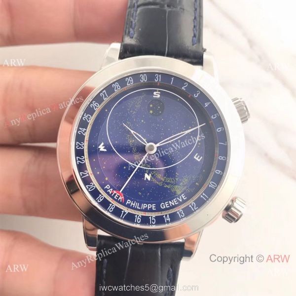 Swiss Replica Patek Philippe 6102P Sky Moon Celestial Stainless Steel Watch 2