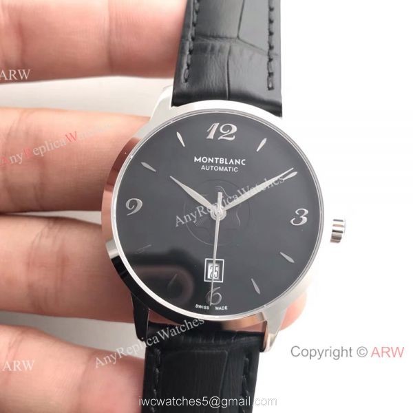 Montblanc Meisterstuck Date 9015 SS Black Replica Mont Blanc Watch 2
