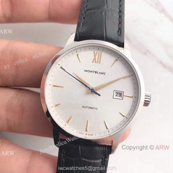 Montblanc Meisterstuck Date Automatic White Dial SS Replica Watch 2
