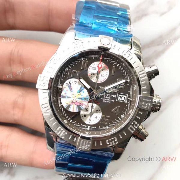 (GF)Swiss Copy Breitling Super Avenger II 7750 Stainless Steel Gray Face Watch 43mm 2