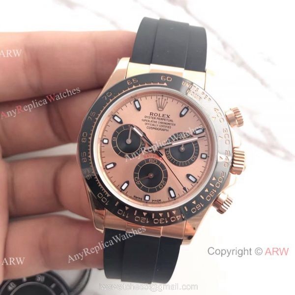 Swiss Grade Rolex Daytona Rose Gold Black Rubber Watch AR Factory 2
