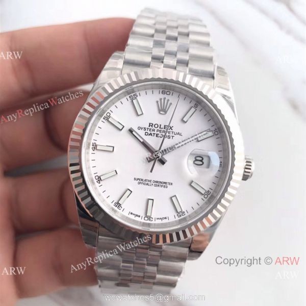 (EW) Swiss ETA3235 Rolex Datejust II SS White Face Replica Watch DJII 41mm 2