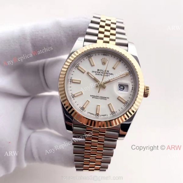 (EW) AAA Rolex Datejust 2 2-Tone White Dial 41mm Replica Watch ETA3255 2