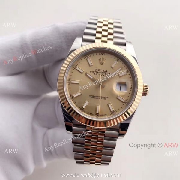 (EW) Replica Datejust 2 Rolex Gold Jubilee watch Gold Face ETA3255 2
