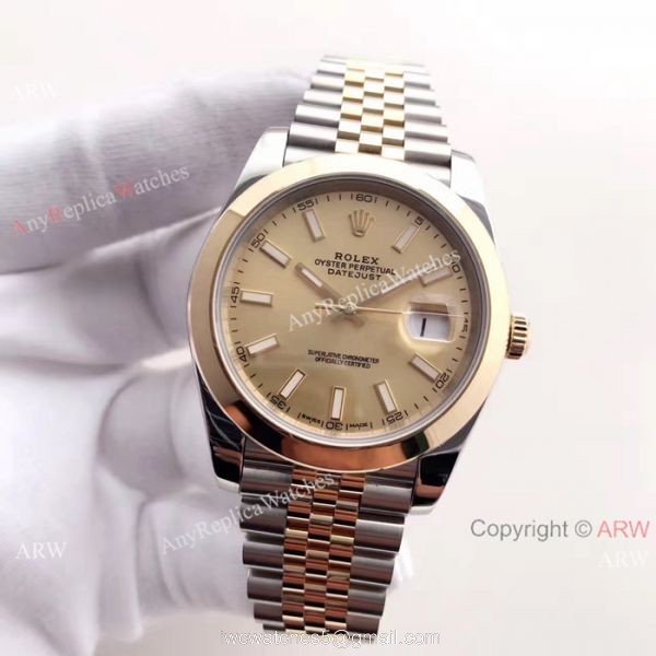 (EW) ROLEX Datejust 2 Replica Watch Gold Stick Markers ETA3255 2