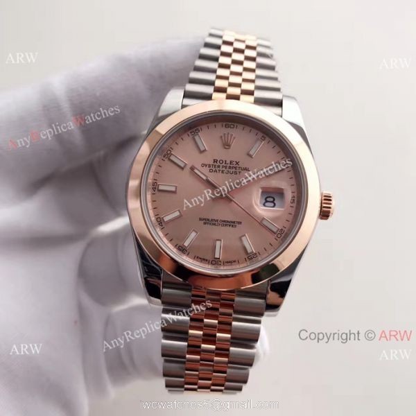 (EW) Rolex Everose Replica Watch 41mm Datejust II Rose Gold Dial Smooth Bezel 2
