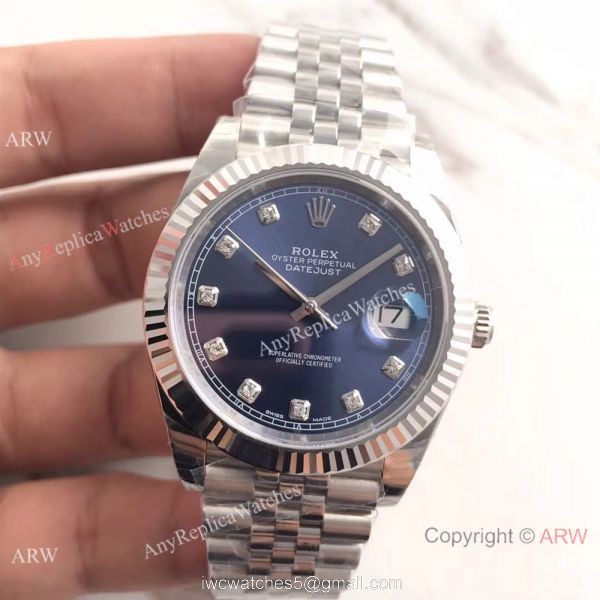 (EW) Fake Rolex Datejust II Jubilee Watch SS Blue Diamond Face ETA3255 2