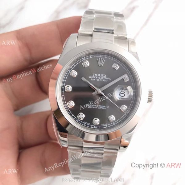 Bp Factory Rolex Oyster DateJust II 41mm Watch SS Grey Diamond Dial 2