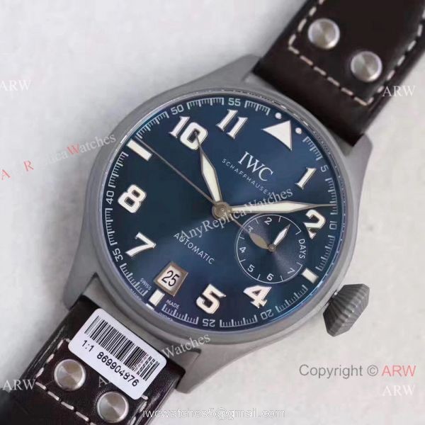 New IWC Big Pilots Fake Watch 7 Days Power Reserve 46mm / Titanium Blue Dial 2
