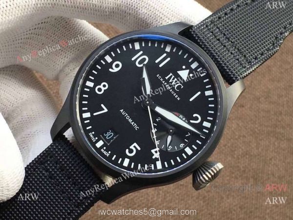 Replica IWC Big Pilot Le Petit Prince Black Case Rubber Strap 2