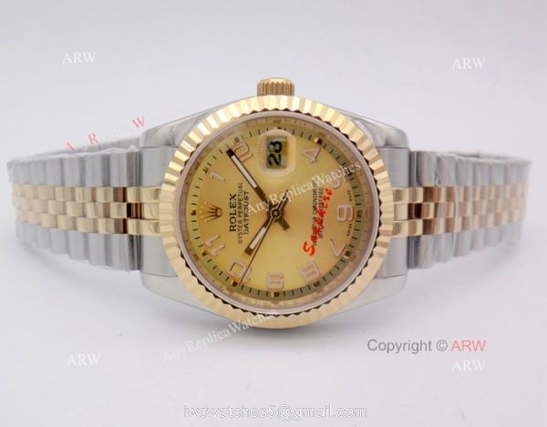 Rolex Datejust Jubilee 2-Tone Arabic Markers Watch Rolex 16233 Fake 2