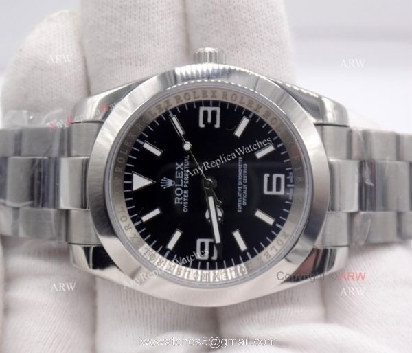 Rolex Explorer Men 40mm Watch Black Face Stainless Steel Replica Watch 2