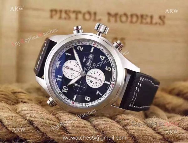 Copy Iwc Pilot Spitfire Chronograph White Dial Brown Leather Strap 2