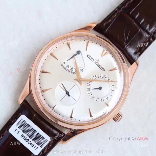 Replica Jaeger-LeCoultre Master Ultra Thin Reserve de Marche 39mm watch White Dial Rose Gold 2