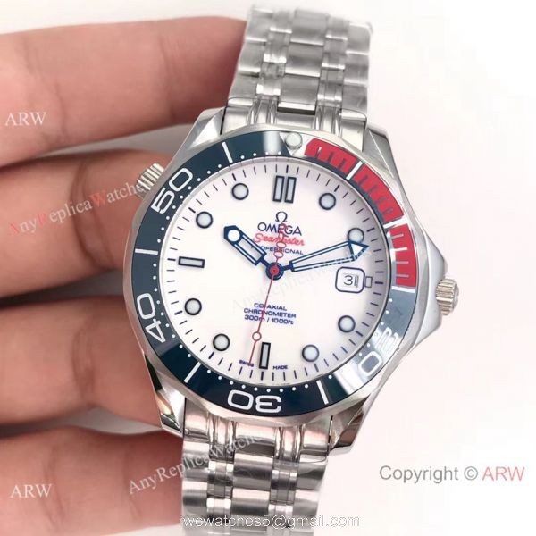Swiss Grade Commanders 007 James Bond Omega Watch White Face Stainless Steel 2
