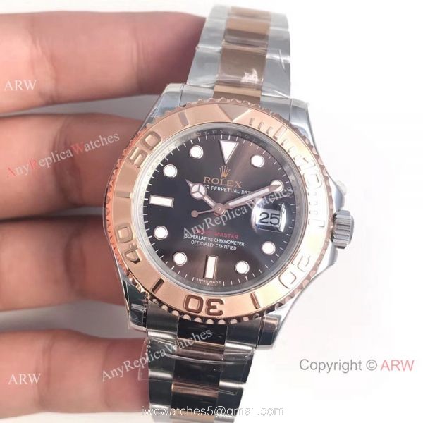Swiss Replica Rolex Yachtmaster 2-T Rose Gold Chocolate Face Watch AR Factory 2