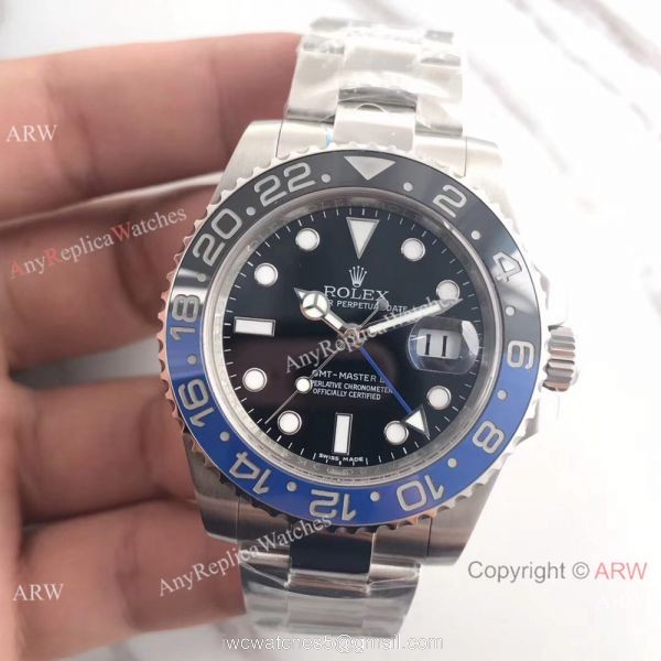 NEW UPGRADED Replica Rolex GMT-Master II SS Watch Black&038;Blue Ceramic 40mm 2