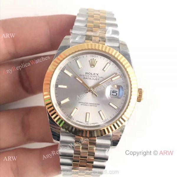 (EW) Rolex Datejust II 41mm Mens Watch 2-Tone Silver Face ETA3255 2