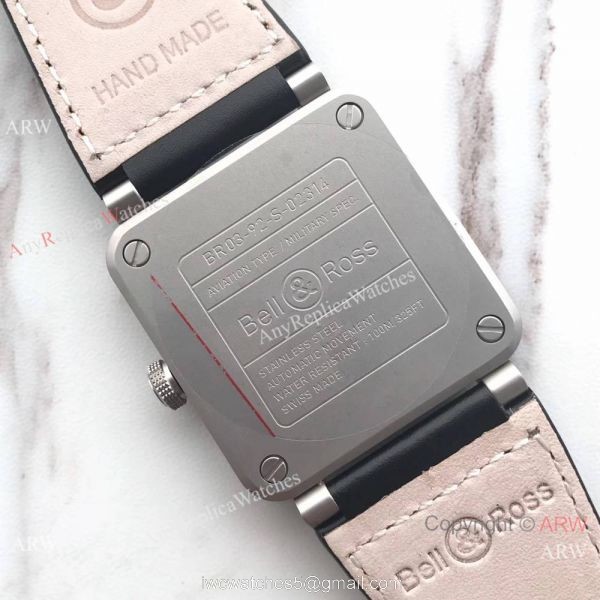 Swiss Fake Bell Ross BR03 100M Frosted Case watch Black Leather Band 2