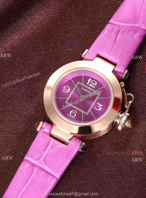 Knock off Cartier Pasha Ladies 28MM Watch Rose Gold Pink Version 2
