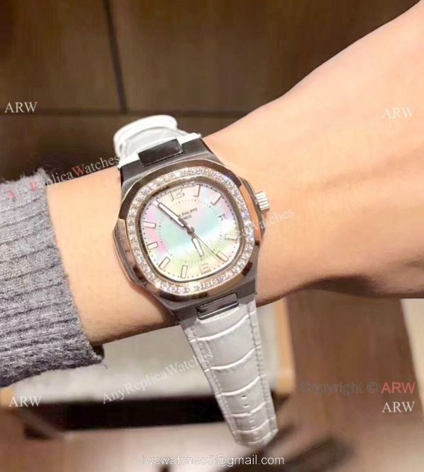 Patek Philippe Nautilus Womens Diamond watch White MOP Face 2