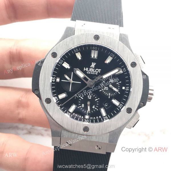 New Replica Hublot Big Bang 44mm Watch SS Black Dial 4100 Swiss Grade 2