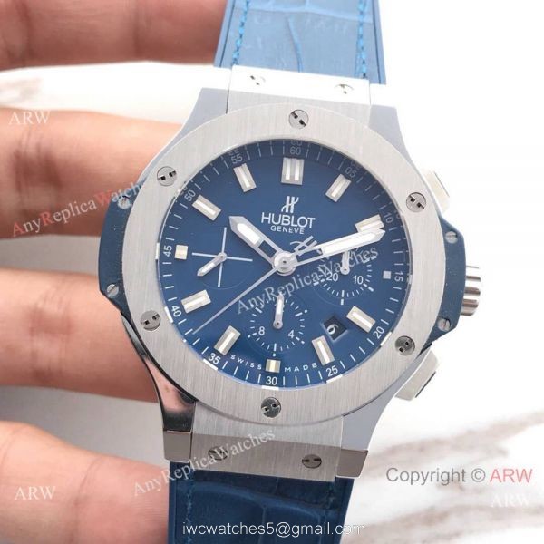 Swiss Grade Knock off Hublot Big Bang 4100 watch SS Blue Gummy Strap 2