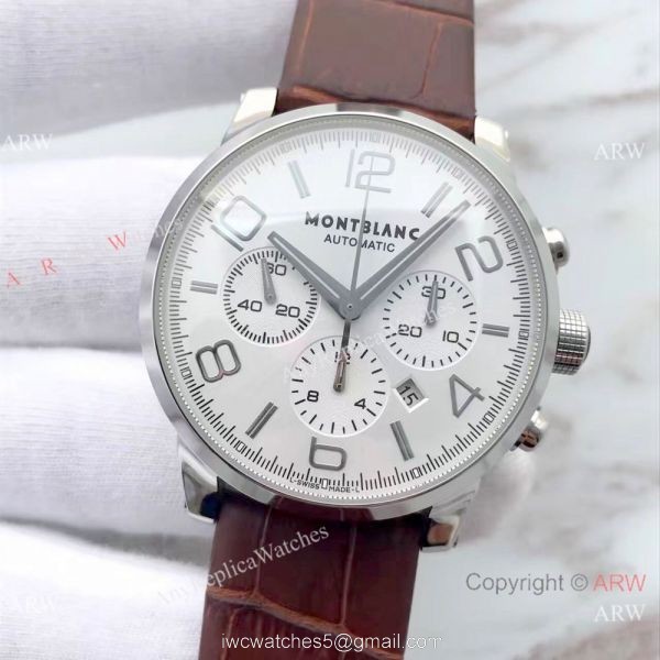 Mont Blanc Clone TimeWalker Chronograph Brown Leather Strap Watch Grade AAA 2