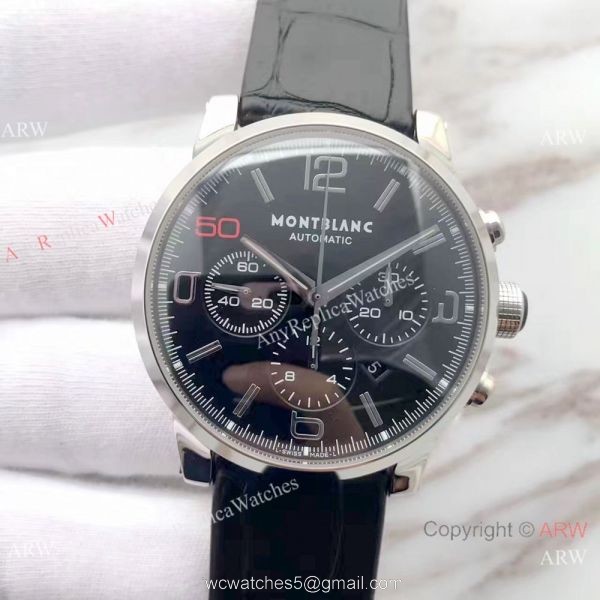Swiss 7750 Mont Blanc Clone Timewalker Black Face Watch Red 50 on Dial 2