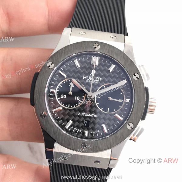 Swiss Copy Hublot Big Bang Classic Fusion Watch SS Black Carbin-fiber Dial 2