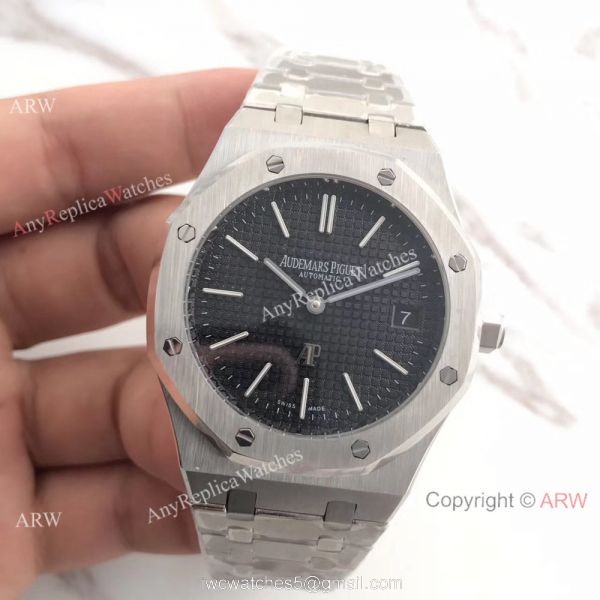 Replica Audemars Piguet Royal Oak Stainless Steel Watch 39mm Black Dial 2